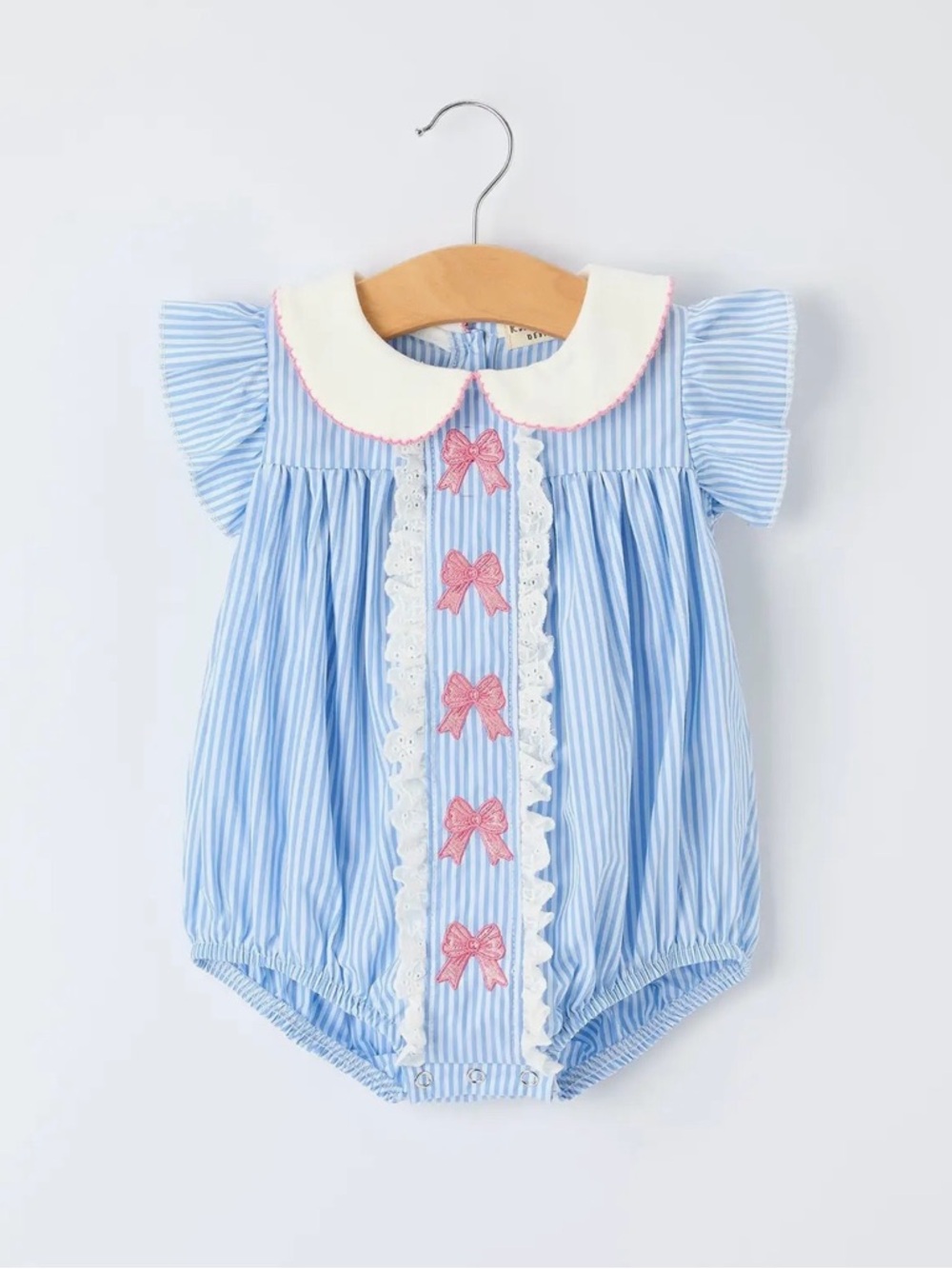 NEW Girls Blue Stripe Bow Romper